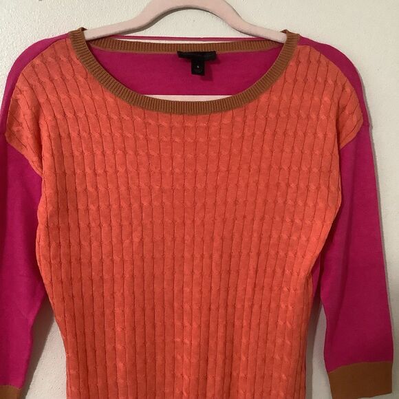 Colorful Colorblock Preppy Academic Knit Autumn Fall Casual 3/4 Sleeve Sweater S - Picture 8 of 9